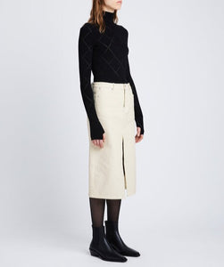 Denim Midi Skirt Parchment