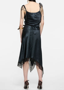 Satin Lace Dress Petrol Blue
