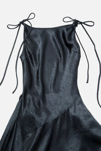 Satin Lace Dress Petrol Blue
