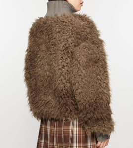 Furry Jacket Mud Brown