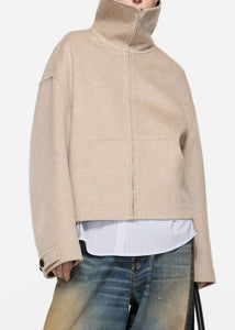 Wool Zip Jacket Oatmeal