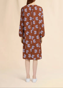 Sprayed Roses Dress Brown