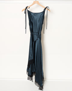 Satin Lace Dress Petrol Blue