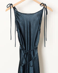Satin Lace Dress Petrol Blue