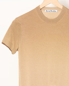 Layered Silk Knit Top Sand