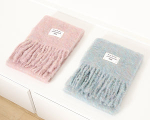 Wool Scarf Logo Light Blue