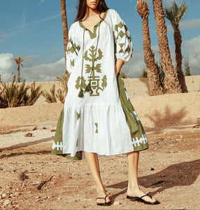 Amersham Dress Wht Olive