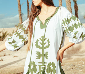 Amersham Dress Wht Olive