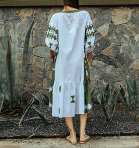 Amersham Dress Wht Olive