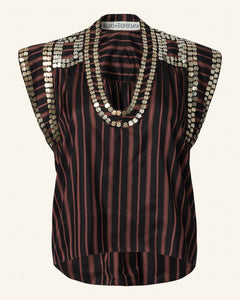 Nehru Stripe Coin Top