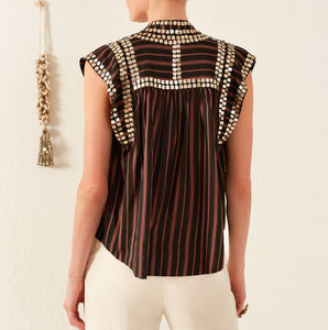 Nehru Stripe Coin Top