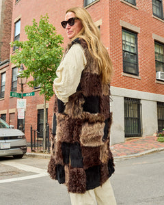 Mixed Shearling Longline Vest