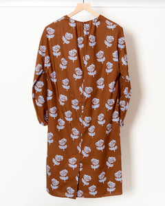 Sprayed Roses Dress Brown