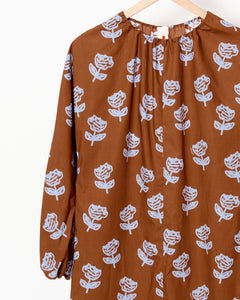 Sprayed Roses Dress Brown