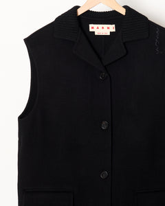 Felt Sleeveless Jacket Black