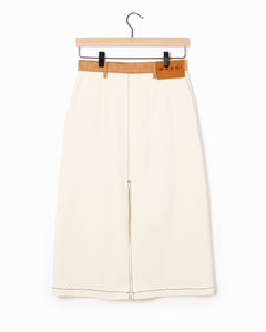 Organic Denim Midi Skirt White