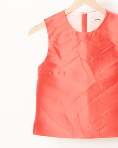 Crinkle Jacquard Top Coral