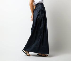 Pleated Wrap Skirt Navy