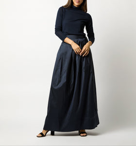 Pleated Wrap Skirt Navy