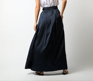 Pleated Wrap Skirt Navy