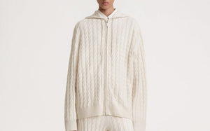 Cable Knit Hoodie Snow