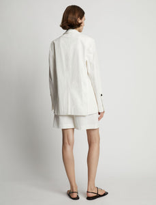 White Cotton Linen Blazer