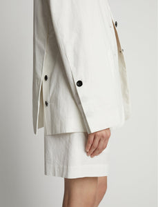 White Cotton Linen Blazer
